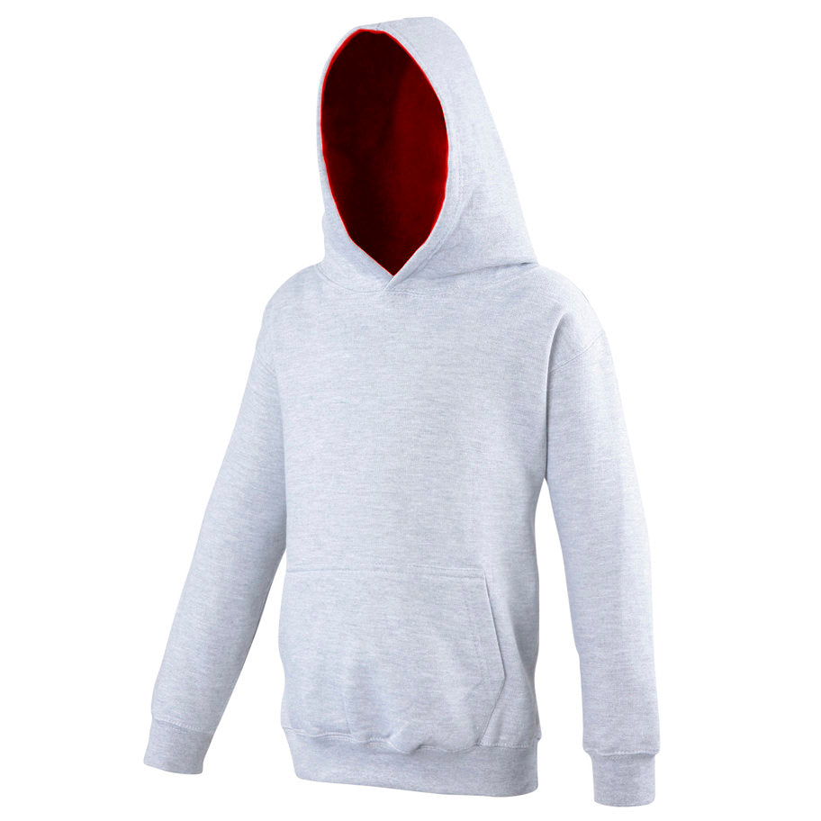 Awdis Just Hoods Kids Varsity Hoodie Soft Cotton Fleece Contrast Hooded Top