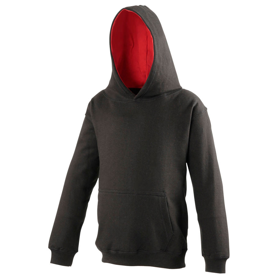 Awdis Just Hoods Kids Varsity Hoodie Soft Cotton Fleece Contrast Hooded Top