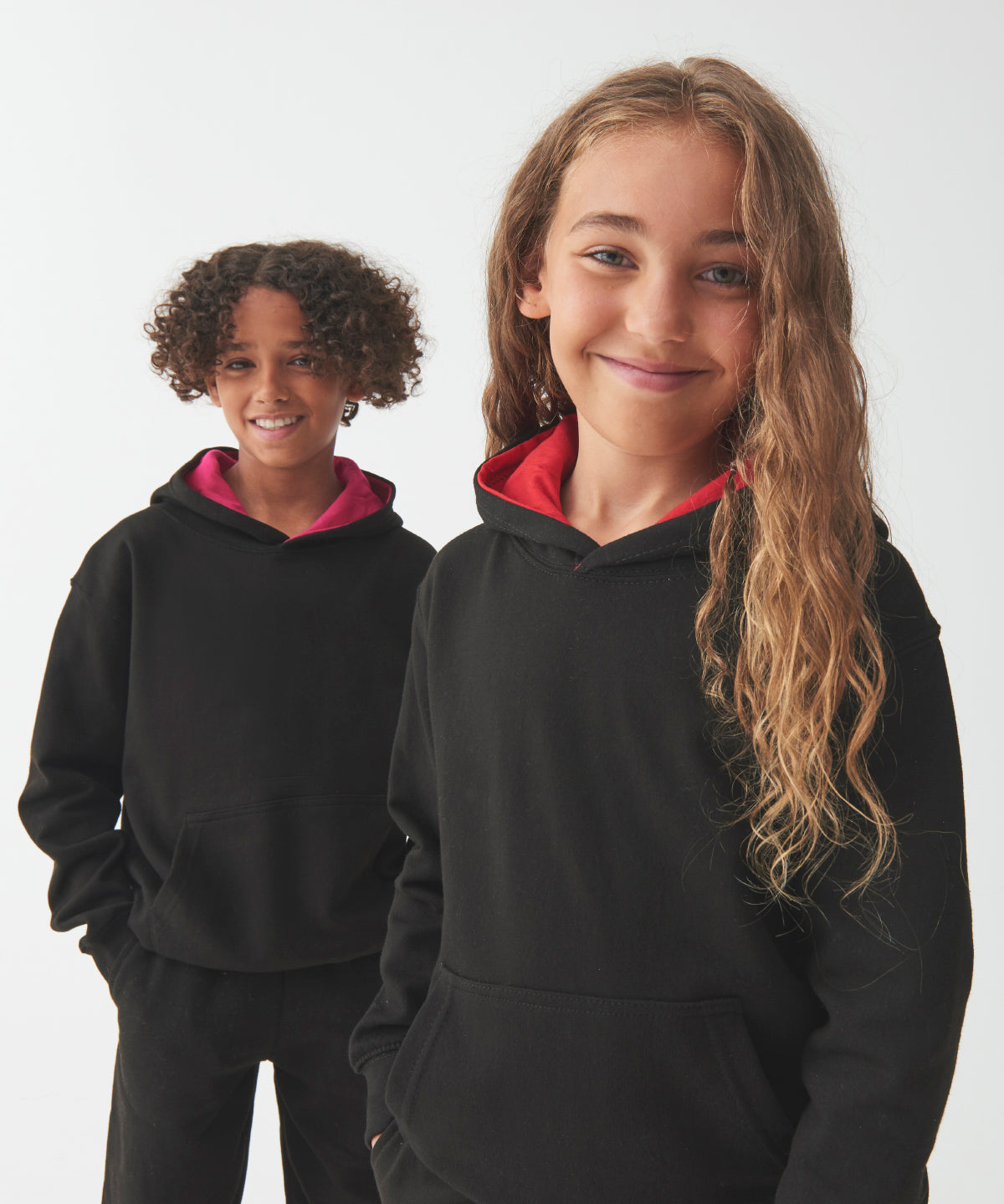Awdis Just Hoods Kids Varsity Hoodie Soft Cotton Fleece Contrast Hooded Top
