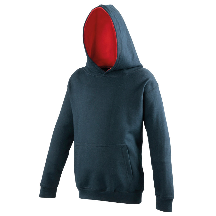 Awdis Just Hoods Kids Varsity Hoodie Soft Cotton Fleece Contrast Hooded Top