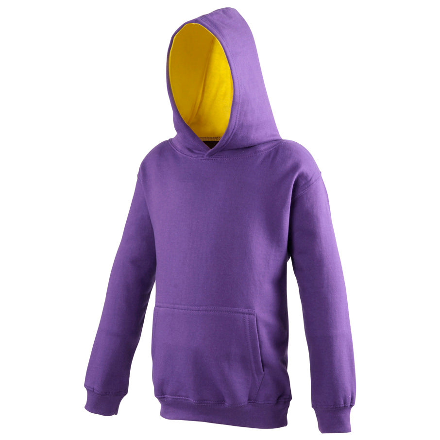 Awdis Just Hoods Kids Varsity Hoodie Soft Cotton Fleece Contrast Hooded Top