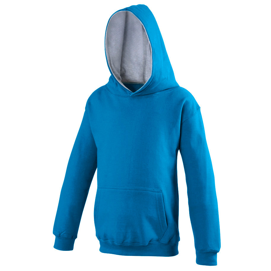 Awdis Just Hoods Kids Varsity Hoodie Soft Cotton Fleece Contrast Hooded Top