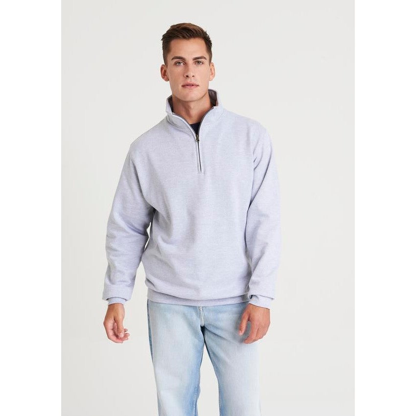 Awdis Just Hoods Sophomore Â¼ Zip Sweatshirt Cotton Blend Ribbed Cuffs Hem