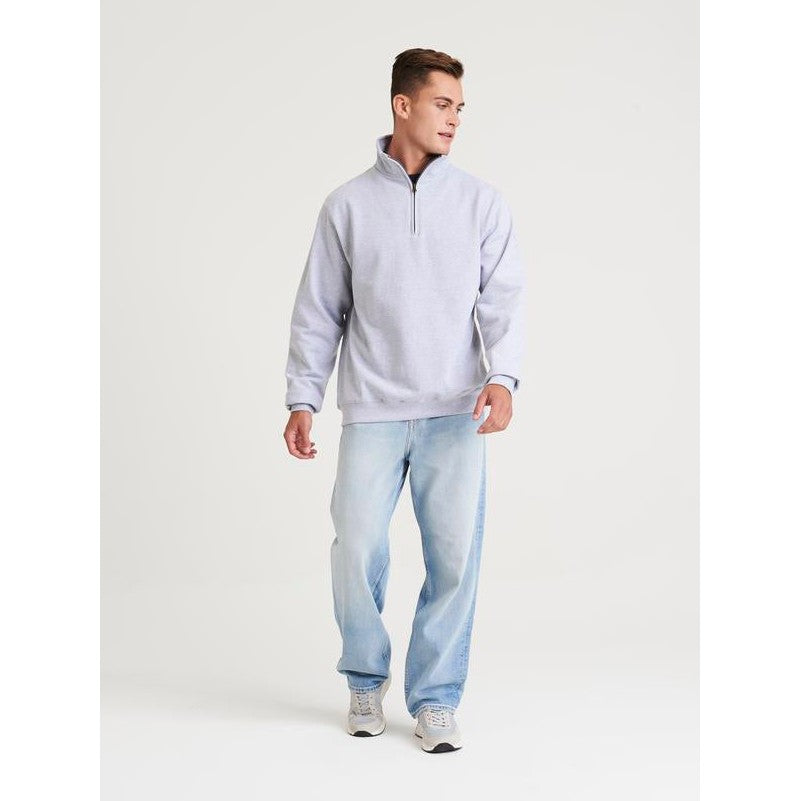 Awdis Just Hoods Sophomore Â¼ Zip Sweatshirt Cotton Blend Ribbed Cuffs Hem