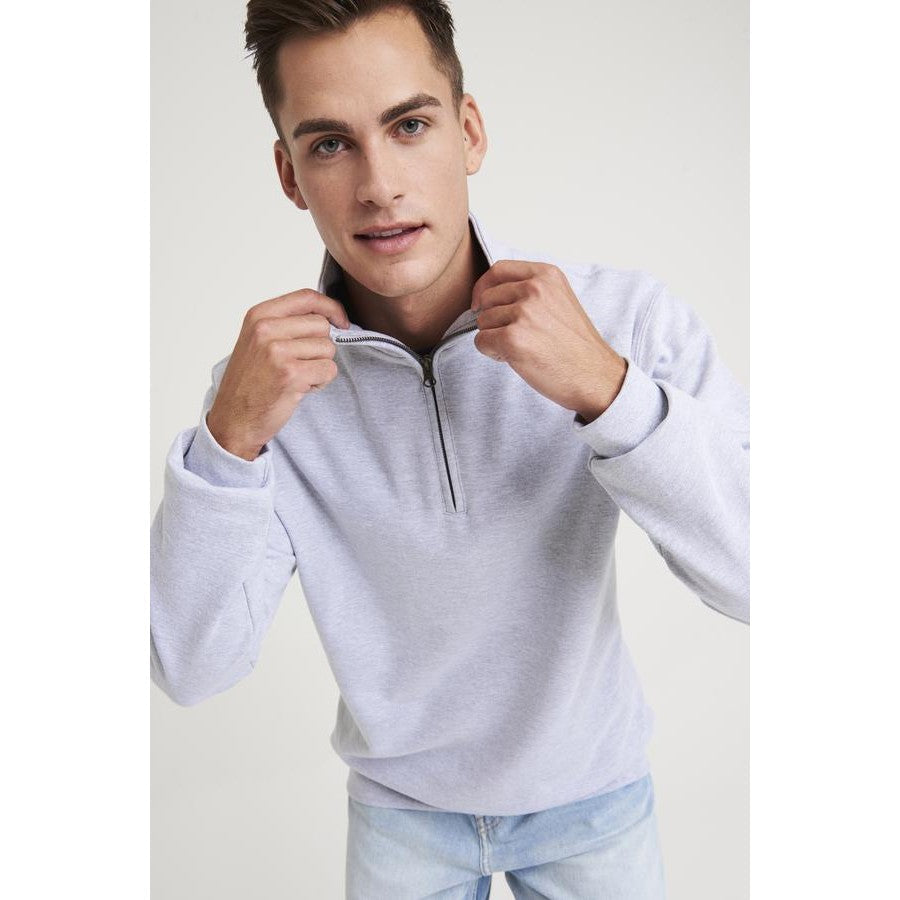 Awdis Just Hoods Sophomore Â¼ Zip Sweatshirt Cotton Blend Ribbed Cuffs Hem