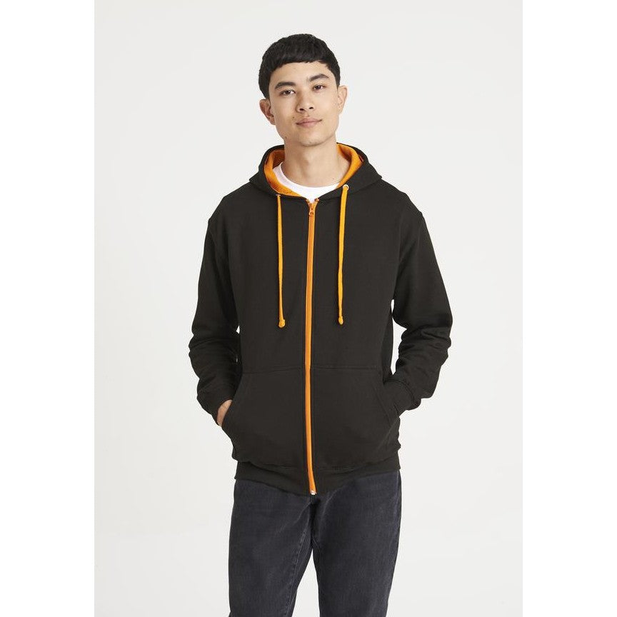 Awdis Just Hoods VarsityZoodie Full Zip Hoodie Contrast Drawcords KangarooPocket
