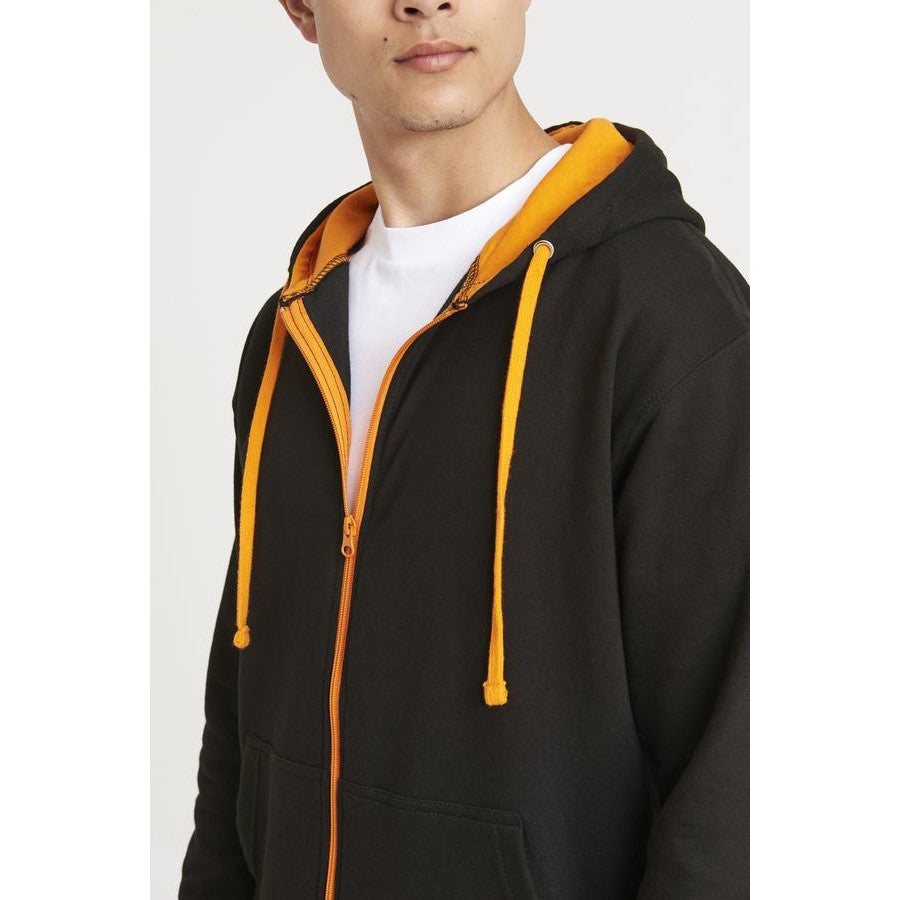 Awdis Just Hoods VarsityZoodie Full Zip Hoodie Contrast Drawcords KangarooPocket