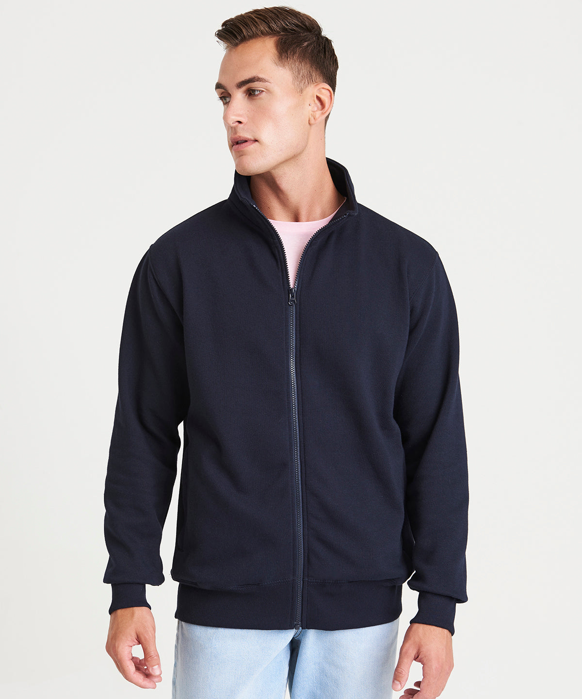Awdis Just Hoods Full-Zip Sweatshirt Ribbed Cuffs Soft Cotton Blend Casual Wear