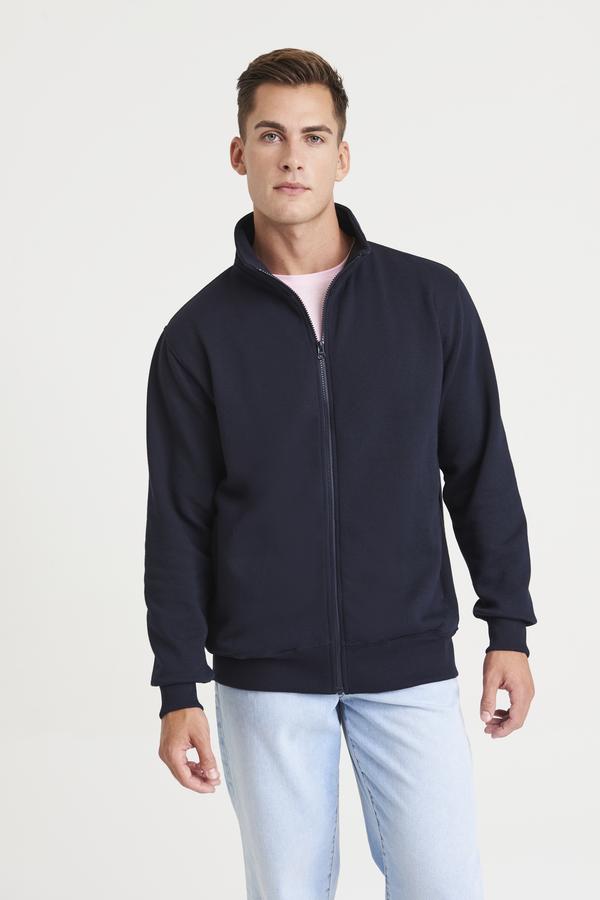 Awdis Just Hoods Full-Zip Sweatshirt Ribbed Cuffs Soft Cotton Blend Casual Wear