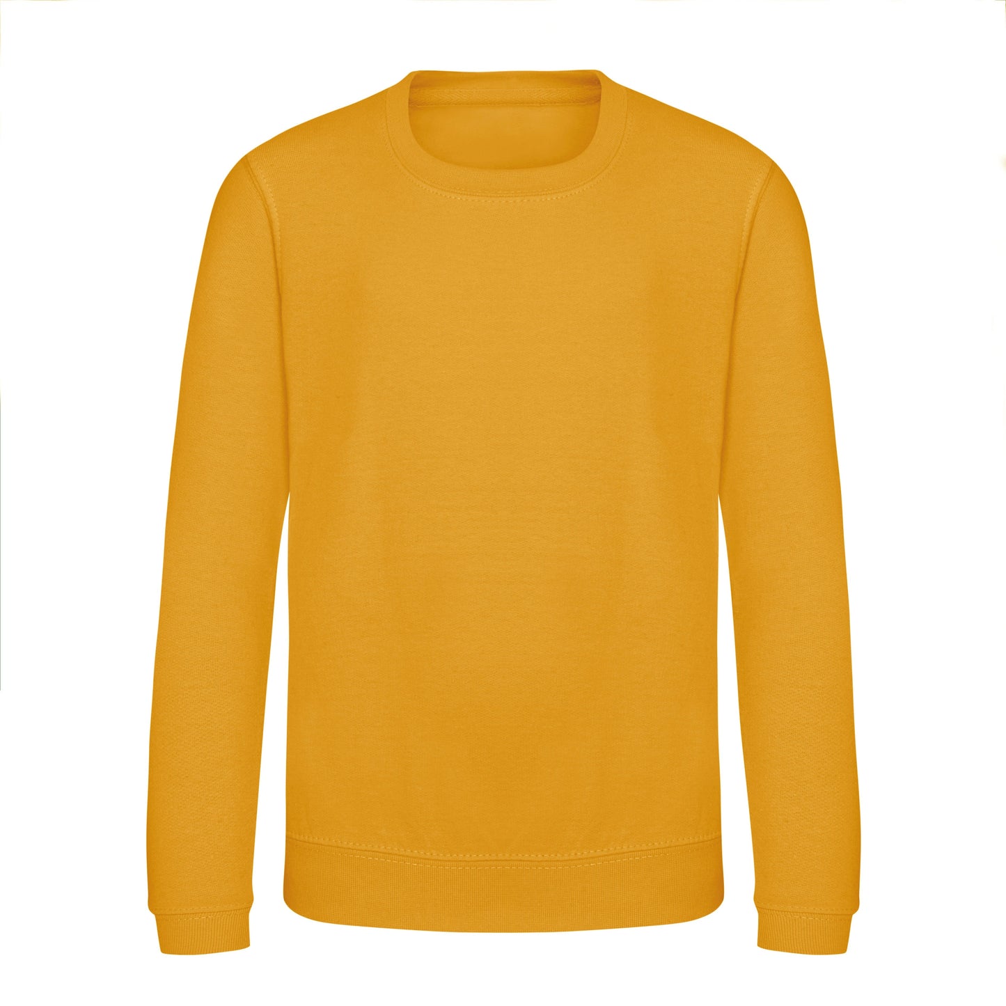 Awdis Just Hoods Kids Sweatshirt Mustard Crew Neck Set-in Sleeves Soft Fabric