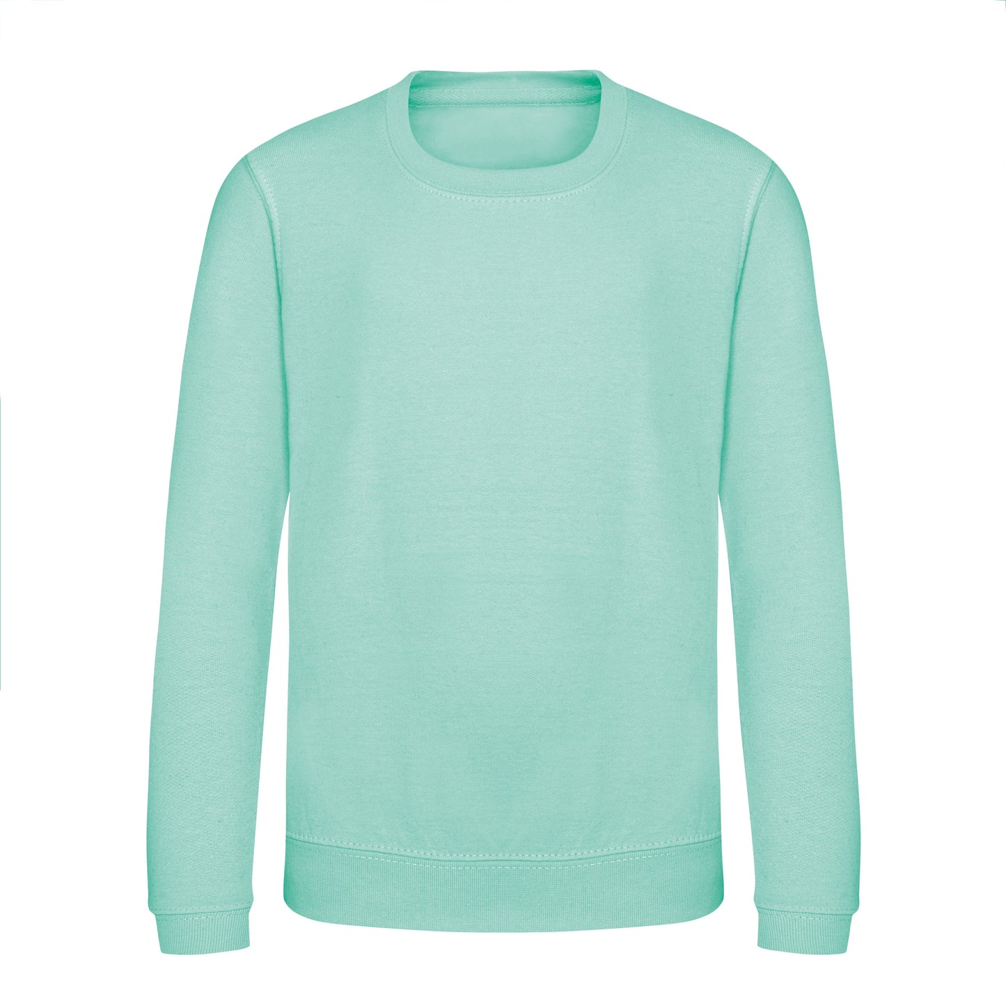 Awdis Just Hoods Kids Sweatshirt Peppermint Crew Neck Set-in Sleeves 80% Cotton
