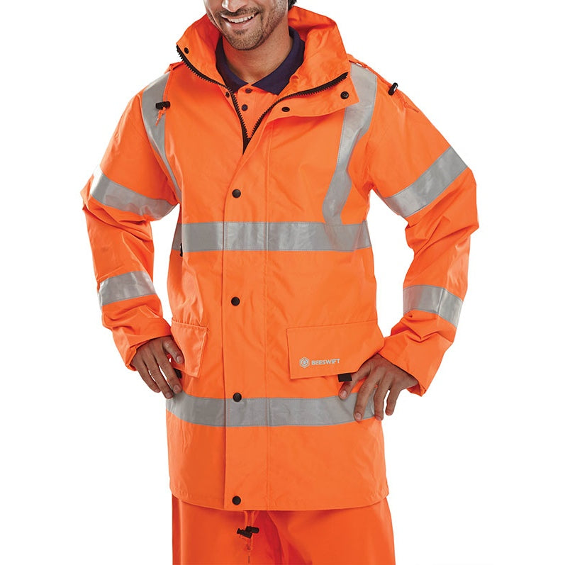 Beeswift Jubilee High Visibility Jacket with Detachable Hood and Pockets