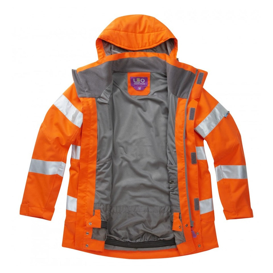 Leo Workwear Rosemoor EcoViz 10K Women's Breathable Jacket Hi-Vis Orange