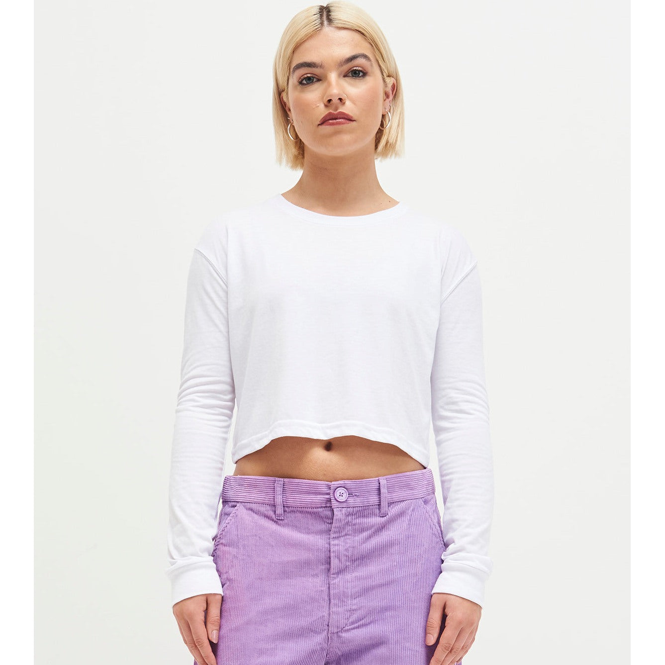 Awdis Just T's Women's Long Sleeve Cropped T-Shirt Triblend Casual Top