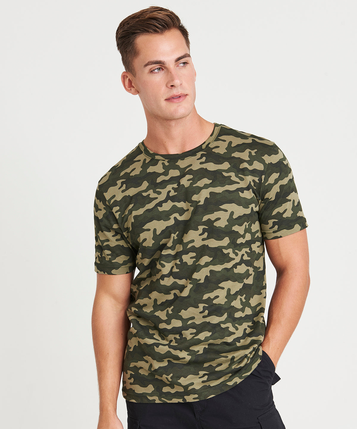 Awdis Just T's Camo T-Shirt 100% Cotton Modern Fit Crew Neck All-Over Print