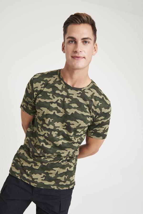 Awdis Just T's Camo T-Shirt 100% Cotton Modern Fit Crew Neck All-Over Print