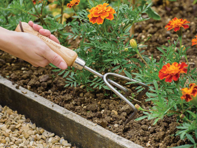 Kent & Stowe Stainless Steel Hand Cultivator 3-Prong FSC Ash Wood Handle