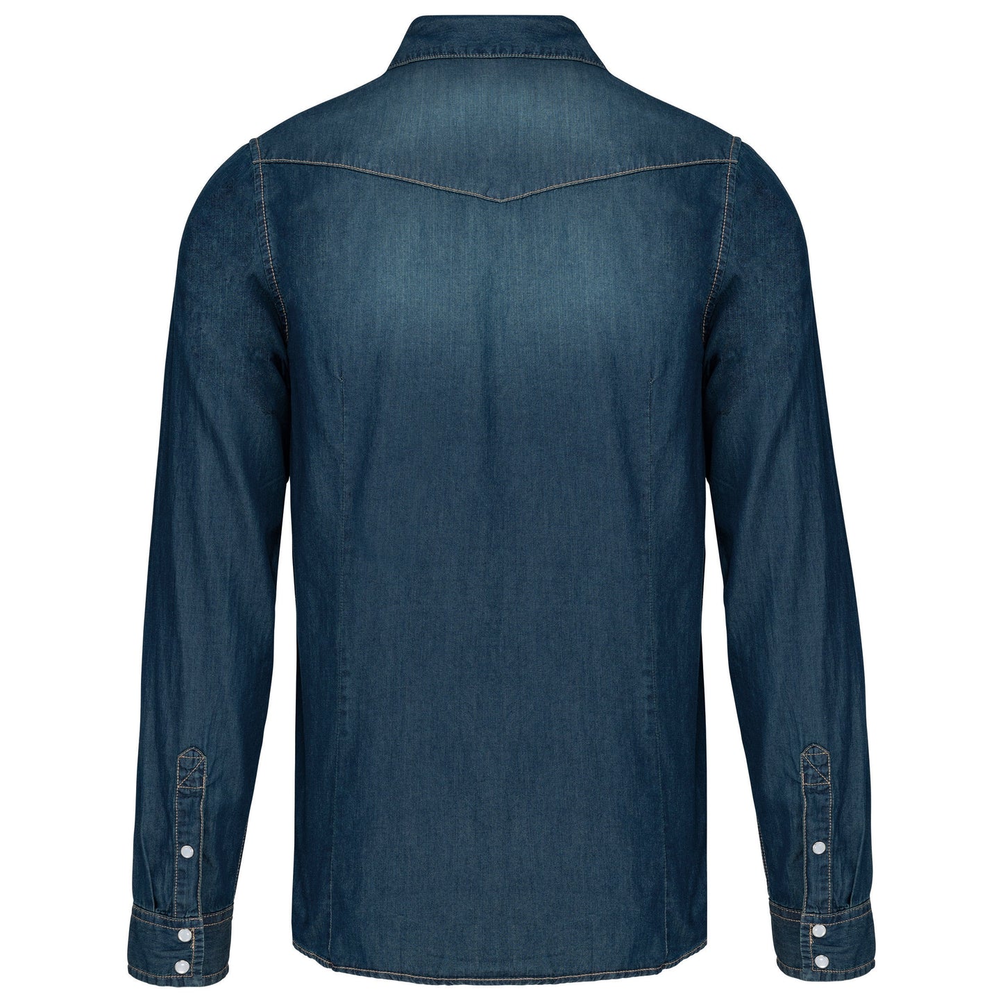 Kariban Men's Fitted Long-Sleeved Denim Shirt 100% Cotton Stud Buttons Unique