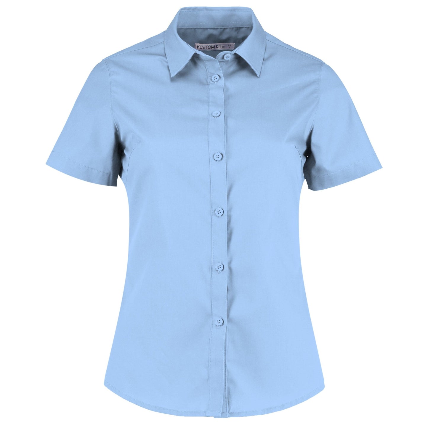 Kustom Kit Women's Short Sleeve Poplin Shirt Soft Collar Easy-Iron Business Top