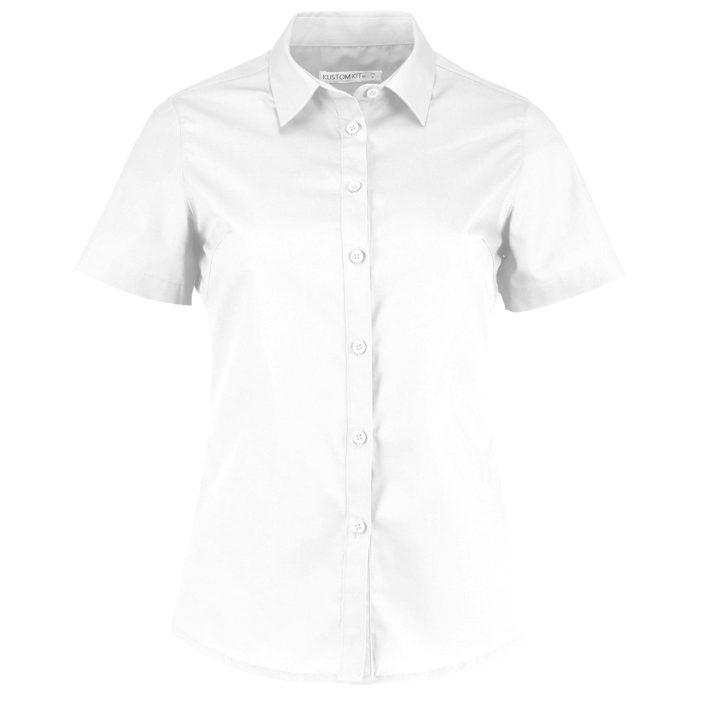 Kustom Kit Women's Short Sleeve Poplin Shirt Soft Collar Easy-Iron Business Top