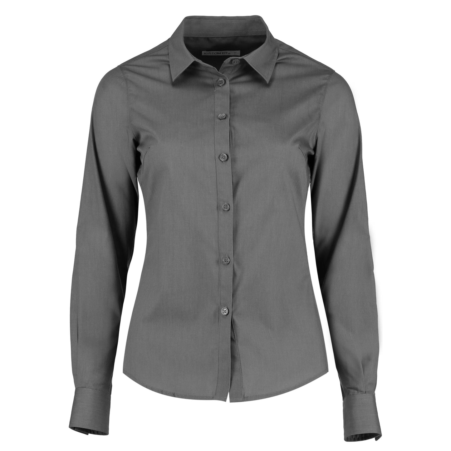 Kustom Kit Women's Long Sleeve Poplin Shirt Soft Collar Adjustable Cuffs
