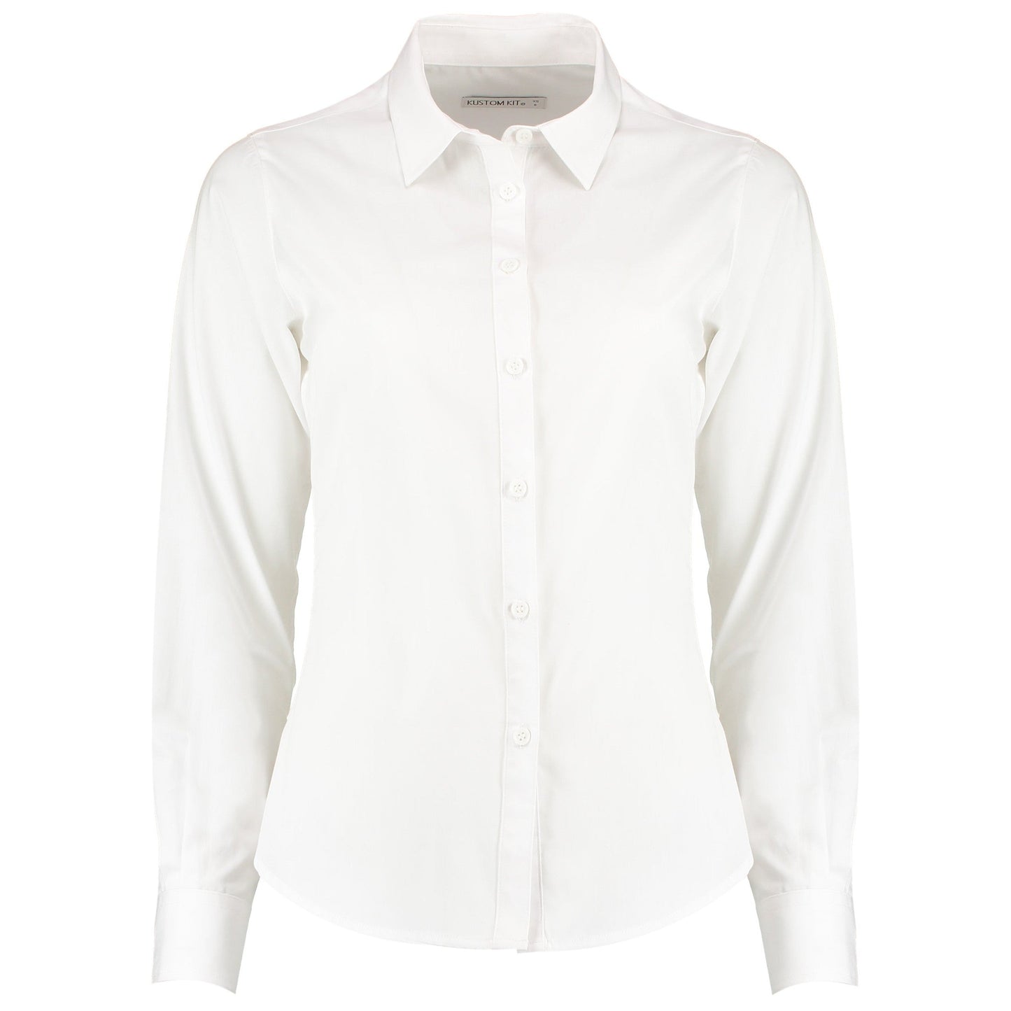 Kustom Kit Women's Long Sleeve Poplin Shirt Soft Collar Adjustable Cuffs