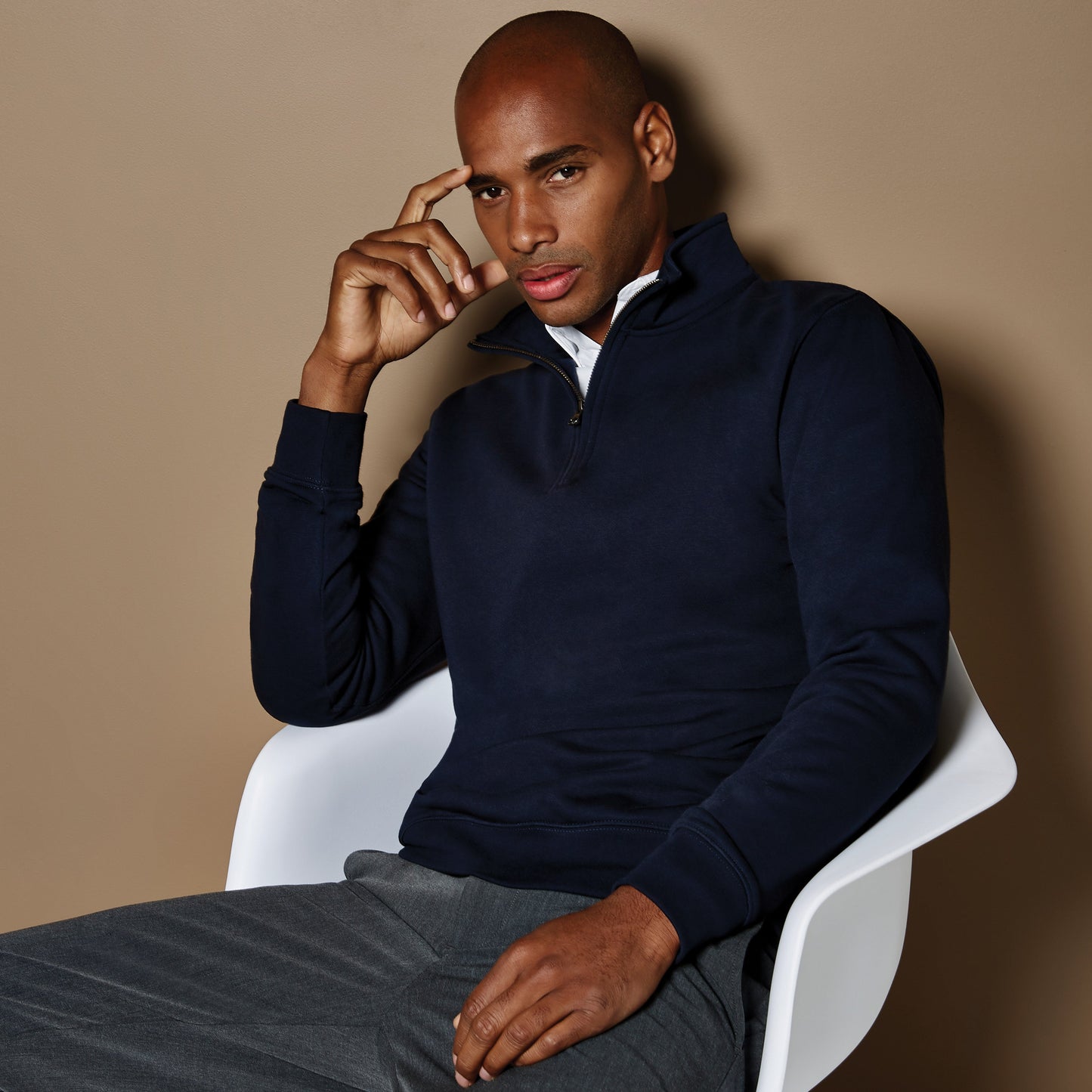 Kustom Kit Regular Fit Â¼-Zip Sweatshirt Cotton Blend Cadet Neck Vented Pockets