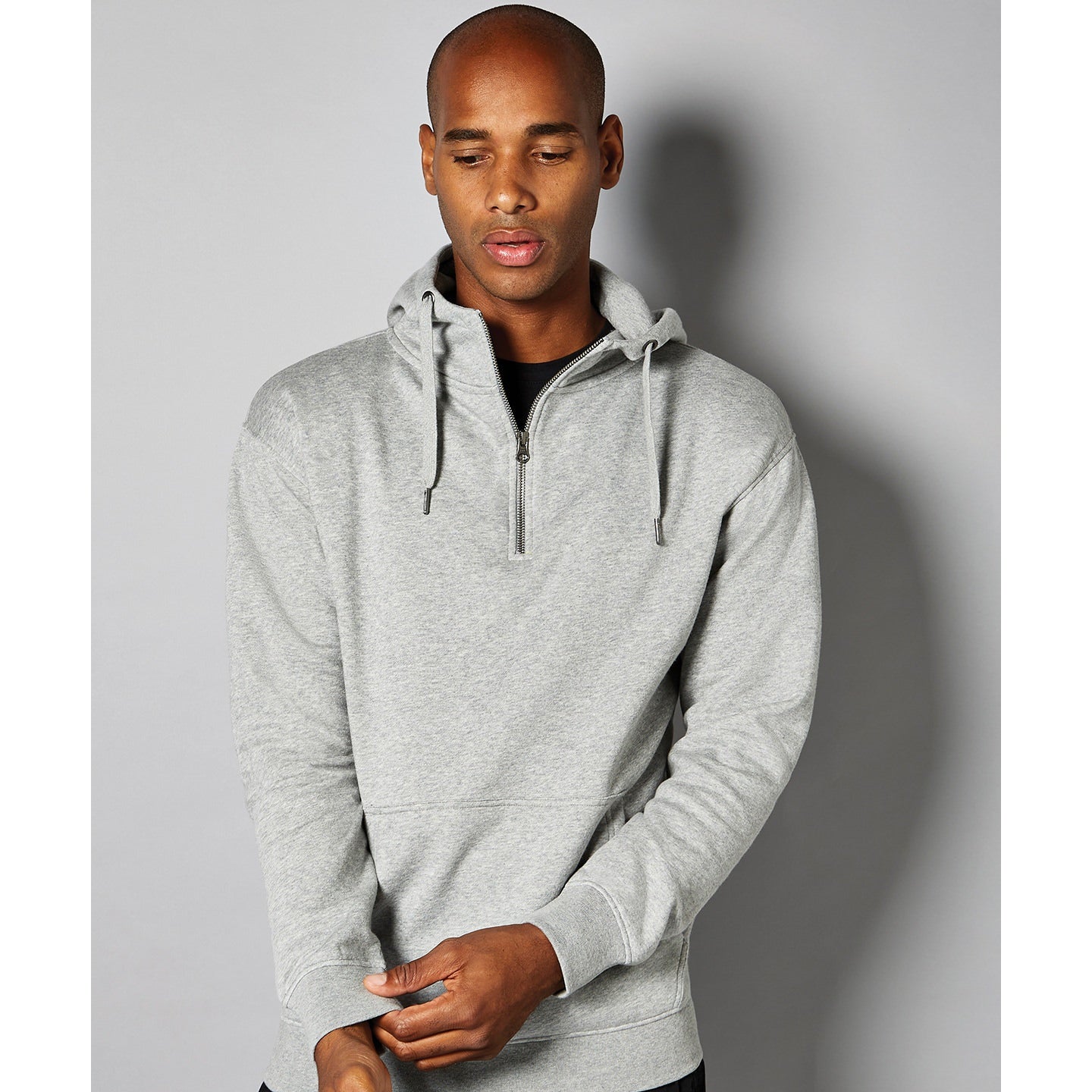 Kustom Kit Regular Fit 1/4 Zip Hoodie Cotton Blend with Kangaroo Pocket