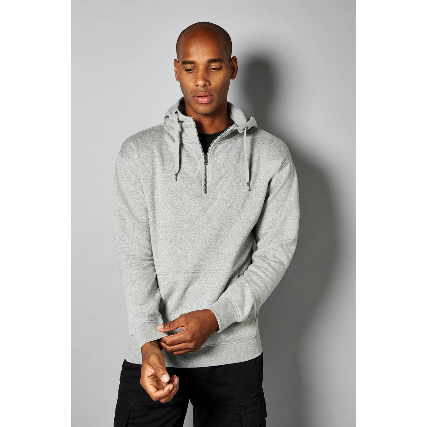 Kustom Kit Regular Fit 1/4 Zip Hoodie Cotton Blend with Kangaroo Pocket