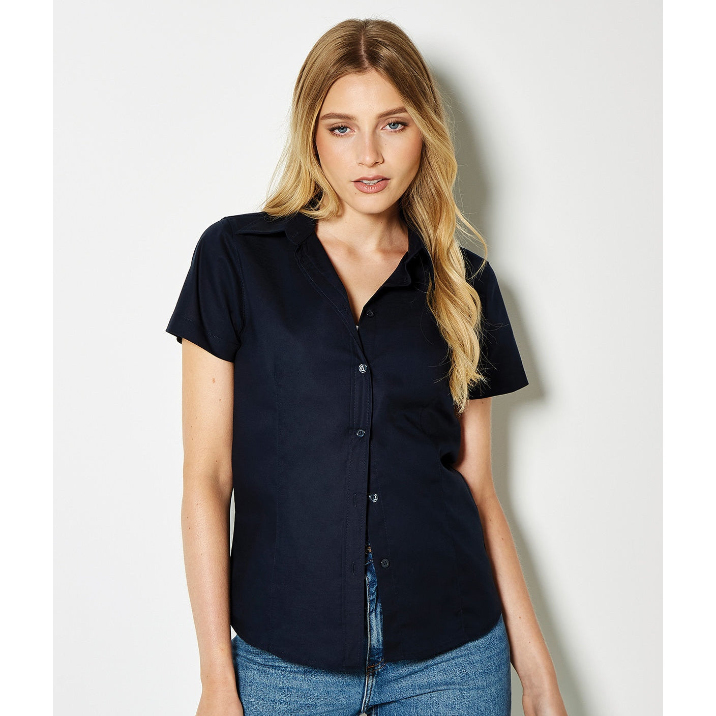 Kustom Kit Women's Short Sleeve Oxford Blouse Tailored Fit Easy Iron 50Â°C