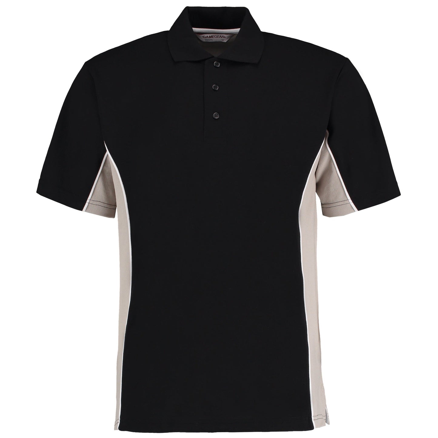 Kustom Kit Track Polo Classic Fit Black Grey White Contrast Panels Side Vents