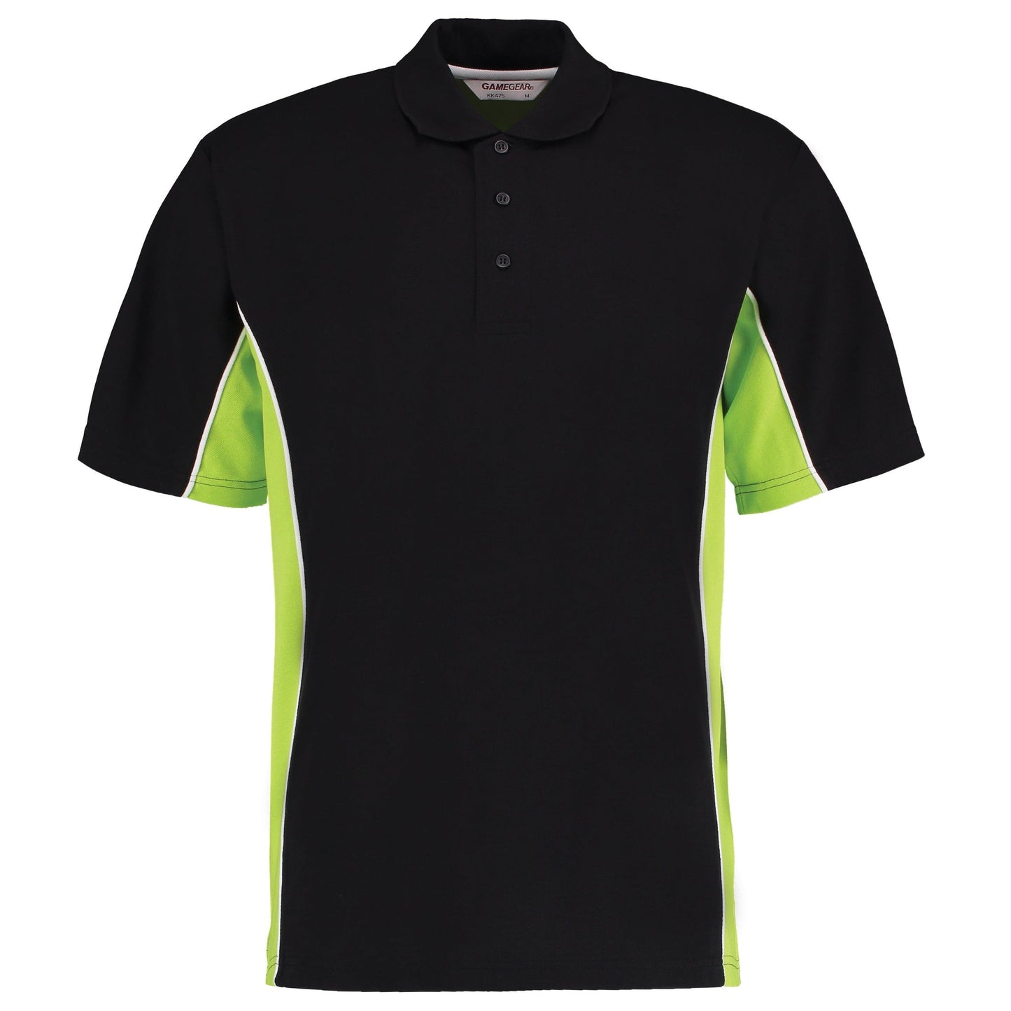 Kustom Kit Track Polo Classic Fit Black Lime White Contrast Panels Size XXS-3XL
