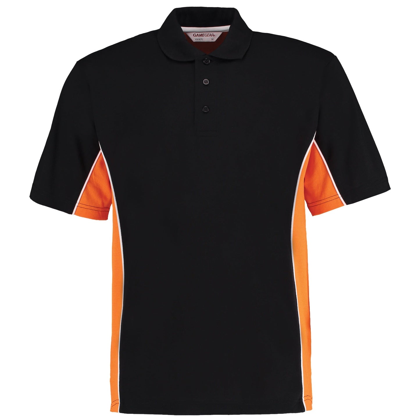 Kustom Kit Track Polo Classic Fit Black Orange White Contrast Panels XXS-3XL