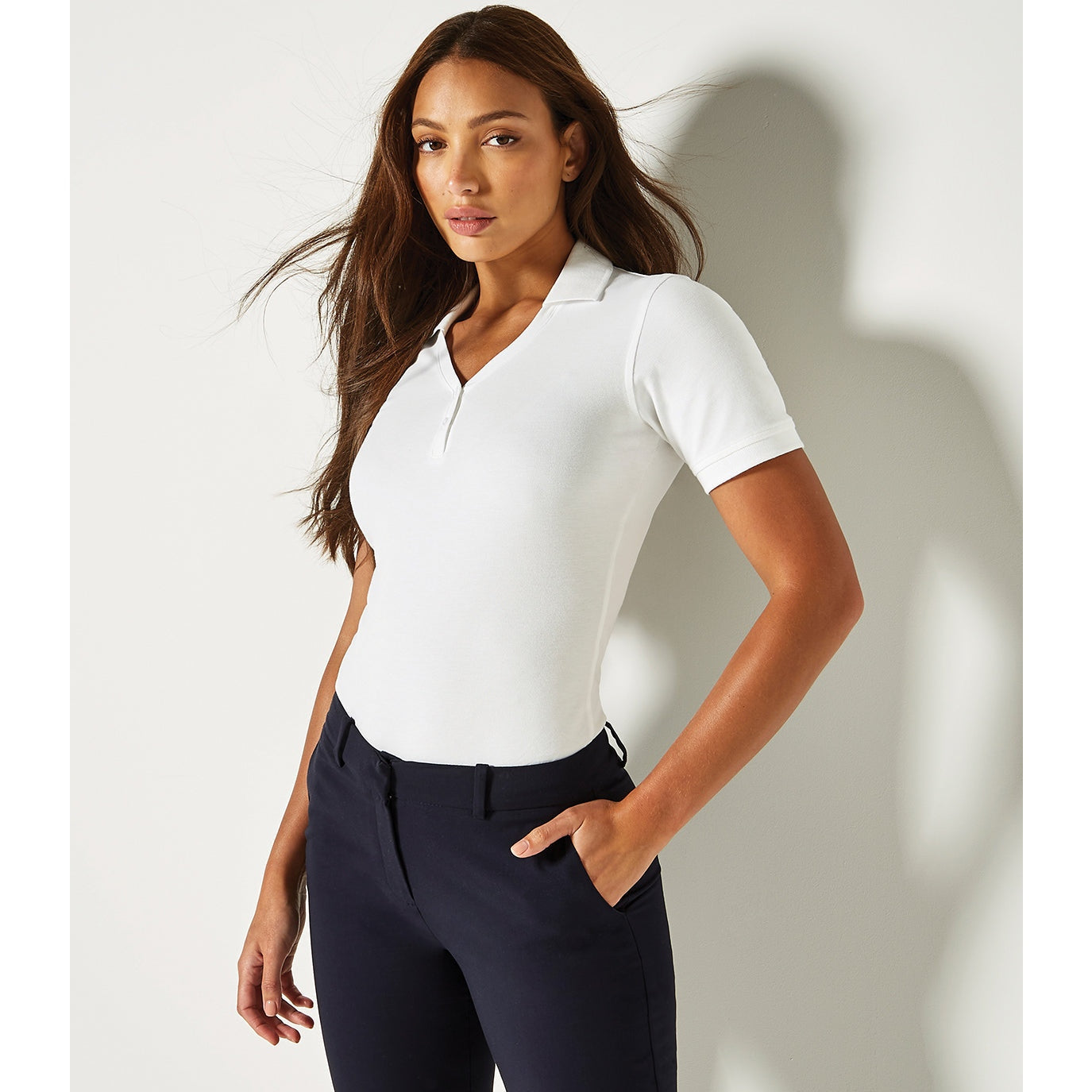 Kustom Kit Sophia V-Neck Polo Regular Fit Cotton Lycra Blend Various Colors