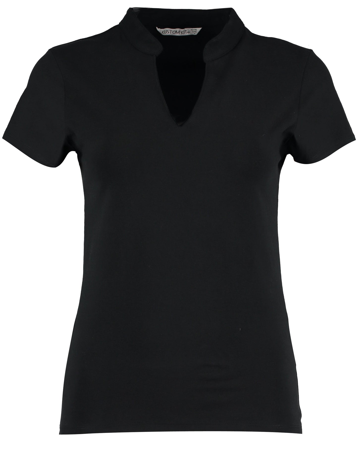 Kustom Kit Women's V-Neck Mandarin Collar Short-Sleeved Corporate Top