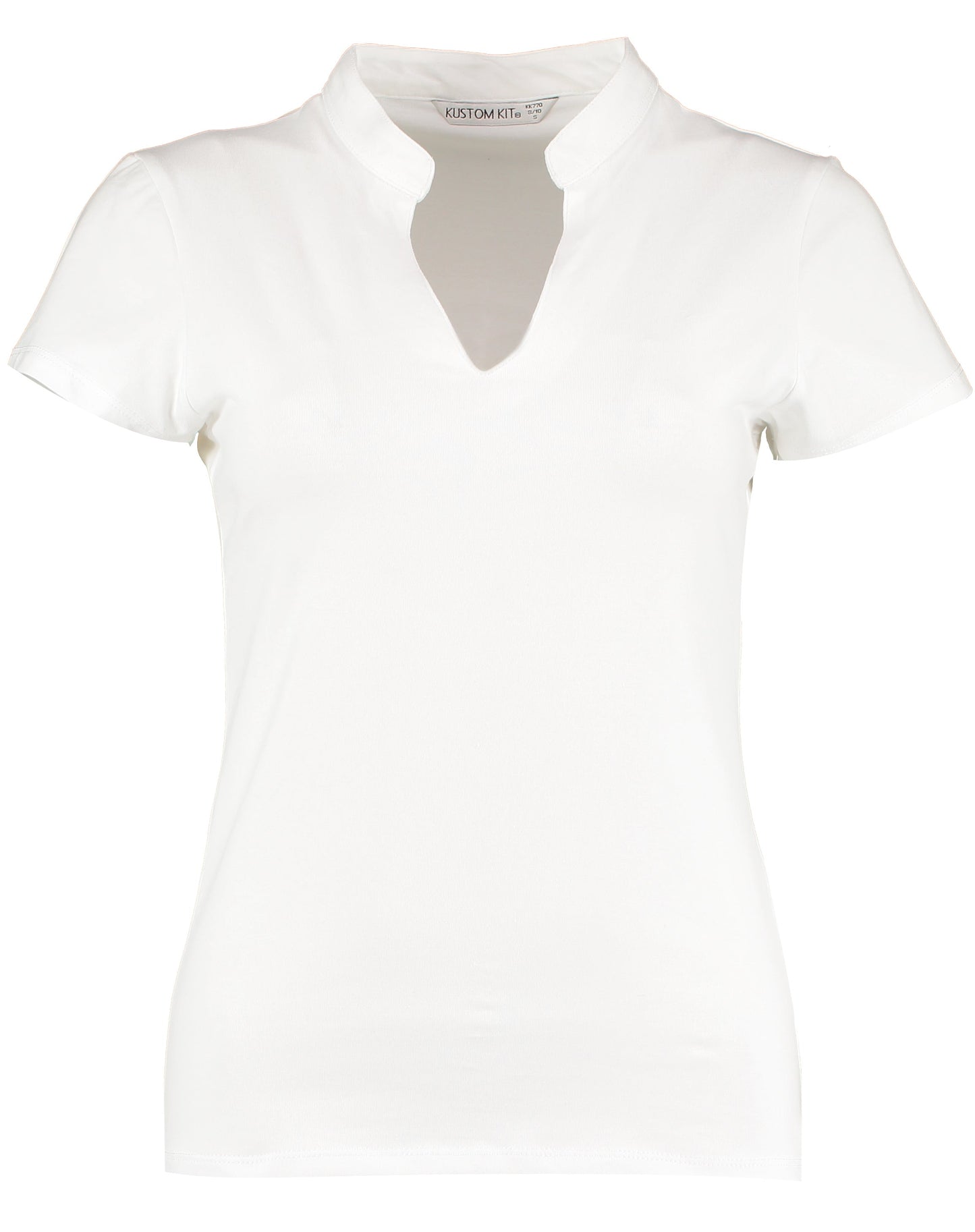 Kustom Kit Women's V-Neck Mandarin Collar Short-Sleeved Corporate Top