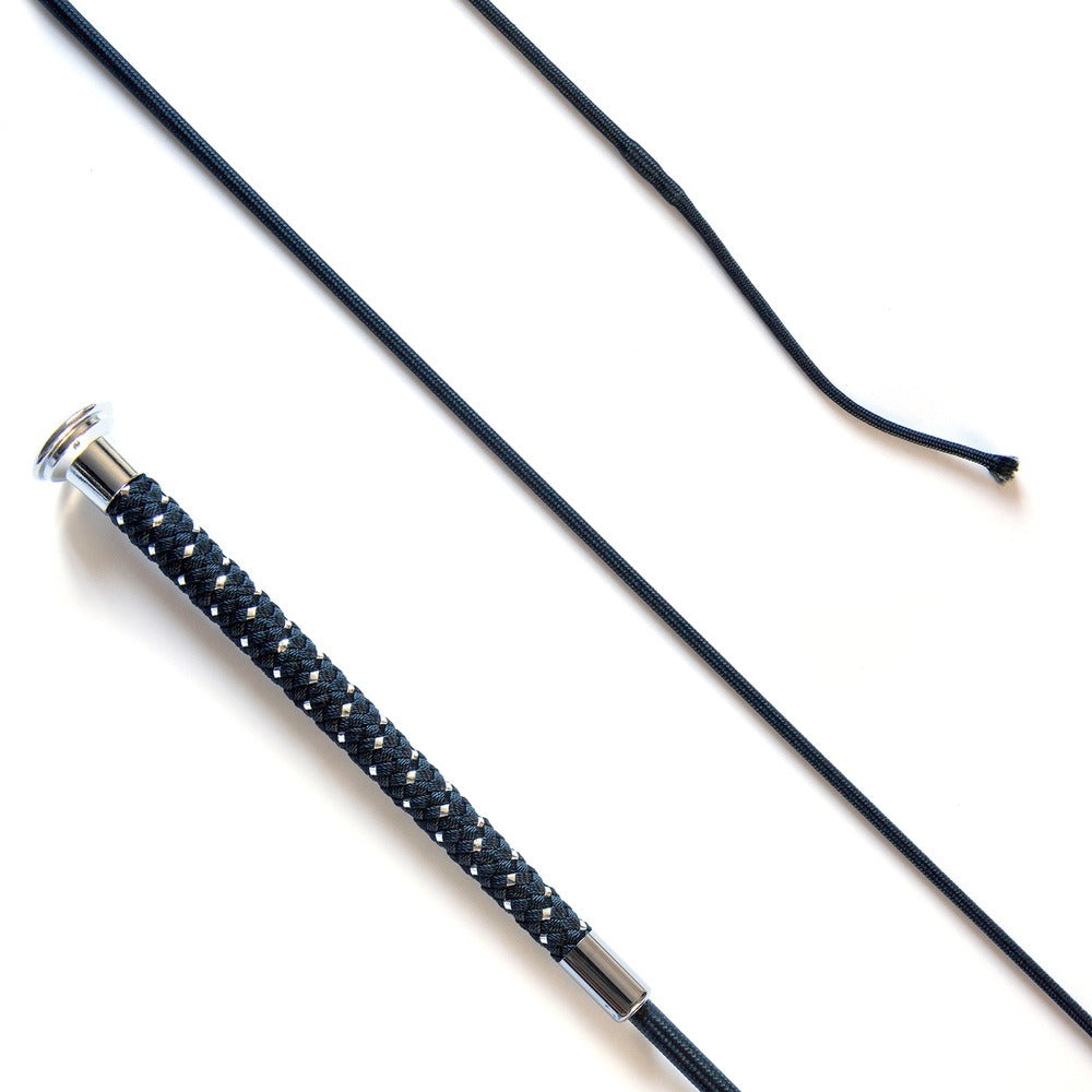 KM Elite Dressage Whip with Silver Braided Grip #colour_black