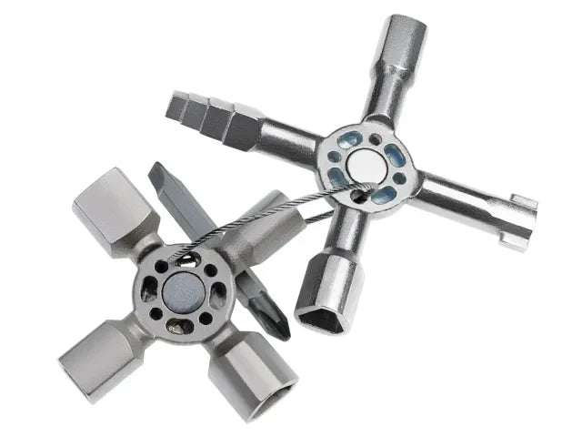 Knipex TwinKey Service Cabinet Key 4-Way Spider Zinc Die-Cast Multi-Function