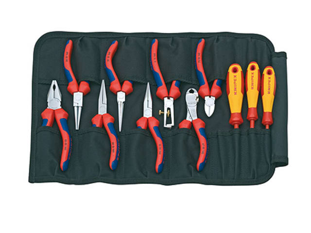 Knipex 11 Piece Pliers and Screwdriver Set with Tool Roll for Electricians