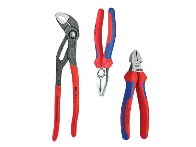 Knipex 3 Piece Pliers Set Combination Diagonal Cobra Waterpump Tools