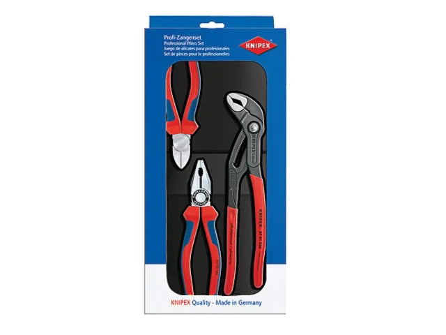 Knipex 3 Piece Pliers Set Combination Diagonal Cobra Waterpump Tools