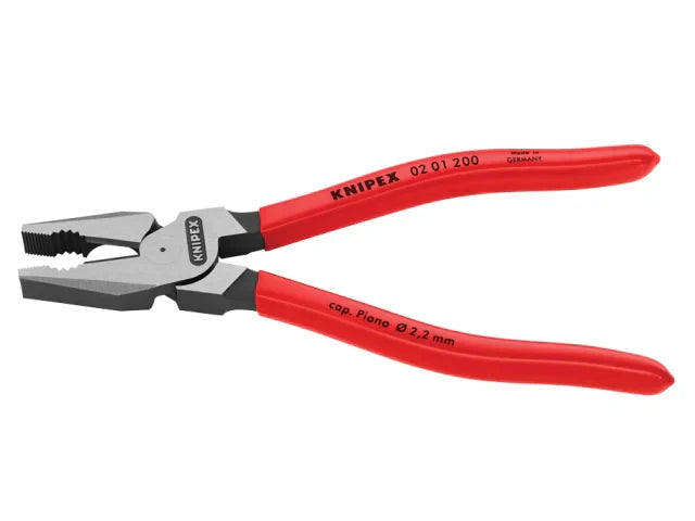 Knipex High Leverage Combination Pliers 200mm PVC Grip Cutting Capacity 2.5mm