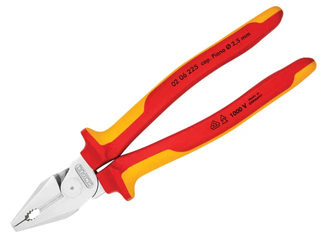 Knipex VDE High Leverage Combination Pliers 225mm Multi-Component Grips