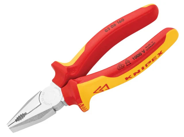 Knipex VDE Combination Pliers 160mm Multi-Component Grips 1000V Tested