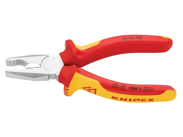 Knipex VDE Combination Pliers 160mm Multi-Component Grips 1000V Tested
