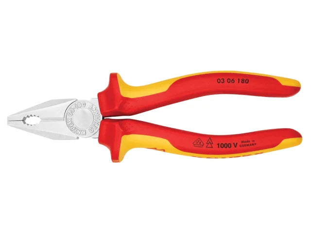 Knipex VDE Combination Pliers 180mm Insulated 1000V Cutting Capacity 12mm