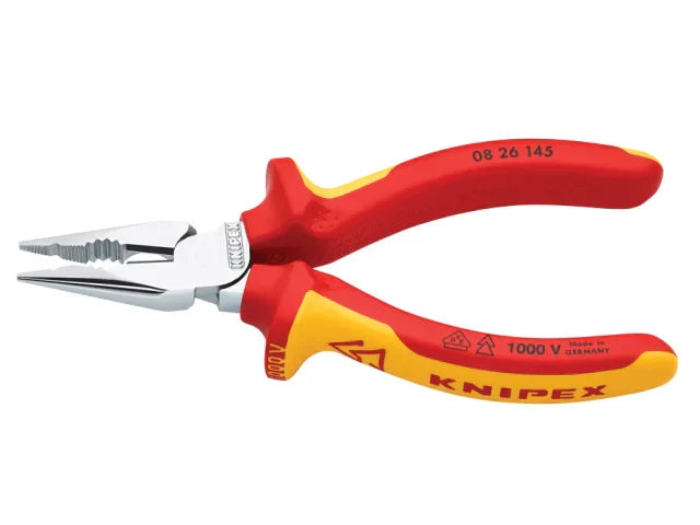Knipex VDE High Leverage Needle Nose Pliers 145mm Slim Head Anti-Twist