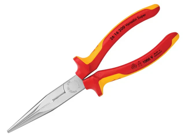 Knipex VDE Long Snipe Nose Side Cutting Pliers 200mm Insulated 1000V