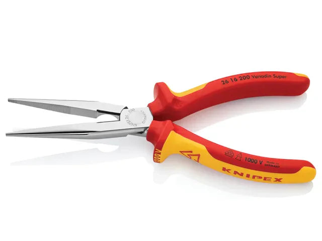 Knipex VDE Long Snipe Nose Side Cutting Pliers 200mm Insulated 1000V
