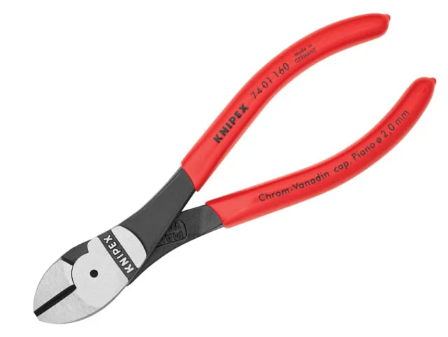 Knipex High Leverage Diagonal Cutters 160mm PVC Grips Heavy-Duty Steel